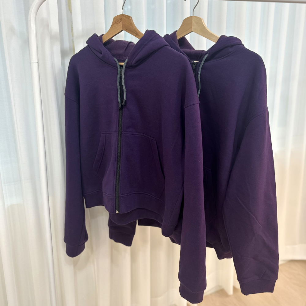 CANICHE Matching Fleece-Lined Zip-Up Hoodie (11 Colors) detail 4