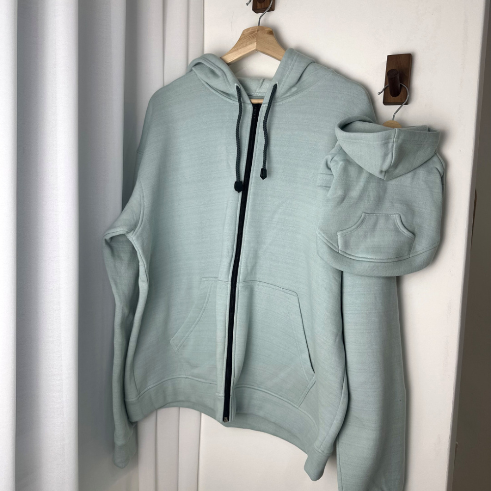 CANICHE Matching Fleece-Lined Zip-Up Hoodie (11 Colors) detail 9