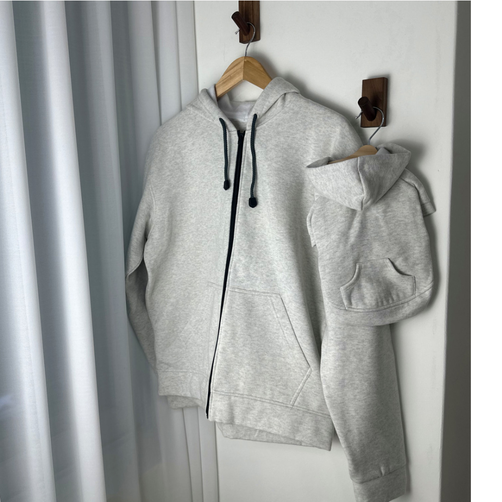 CANICHE Matching Fleece-Lined Zip-Up Hoodie (11 Colors) detail 1