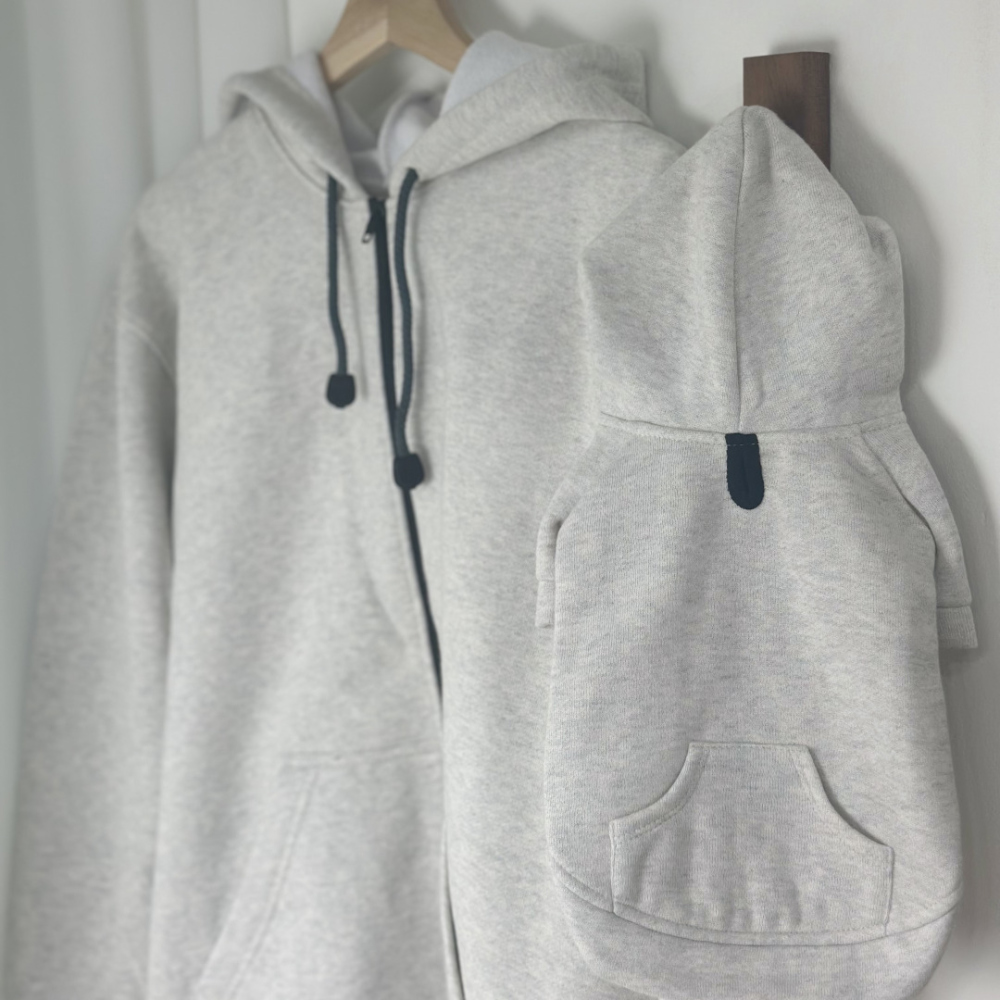 CANICHE Matching Fleece-Lined Zip-Up Hoodie (11 Colors) detail 24