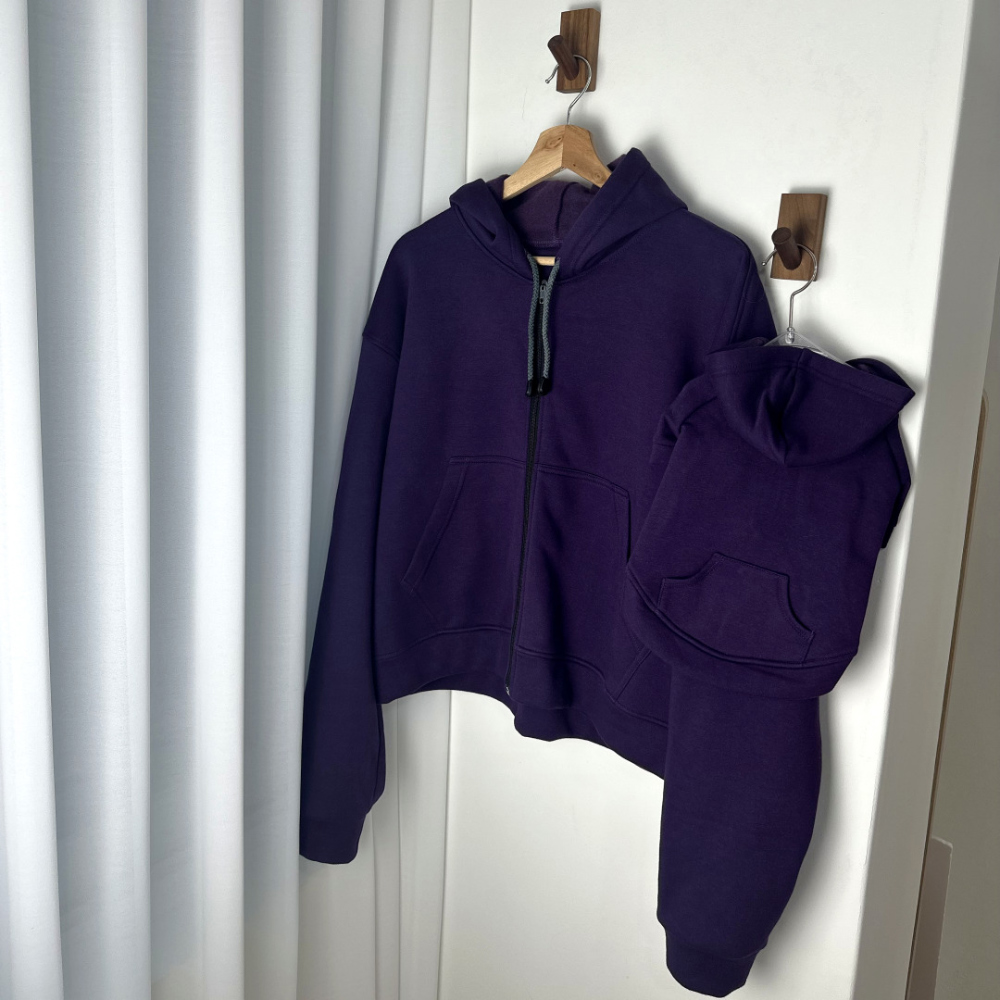 CANICHE Matching Fleece-Lined Zip-Up Hoodie (11 Colors) detail 6