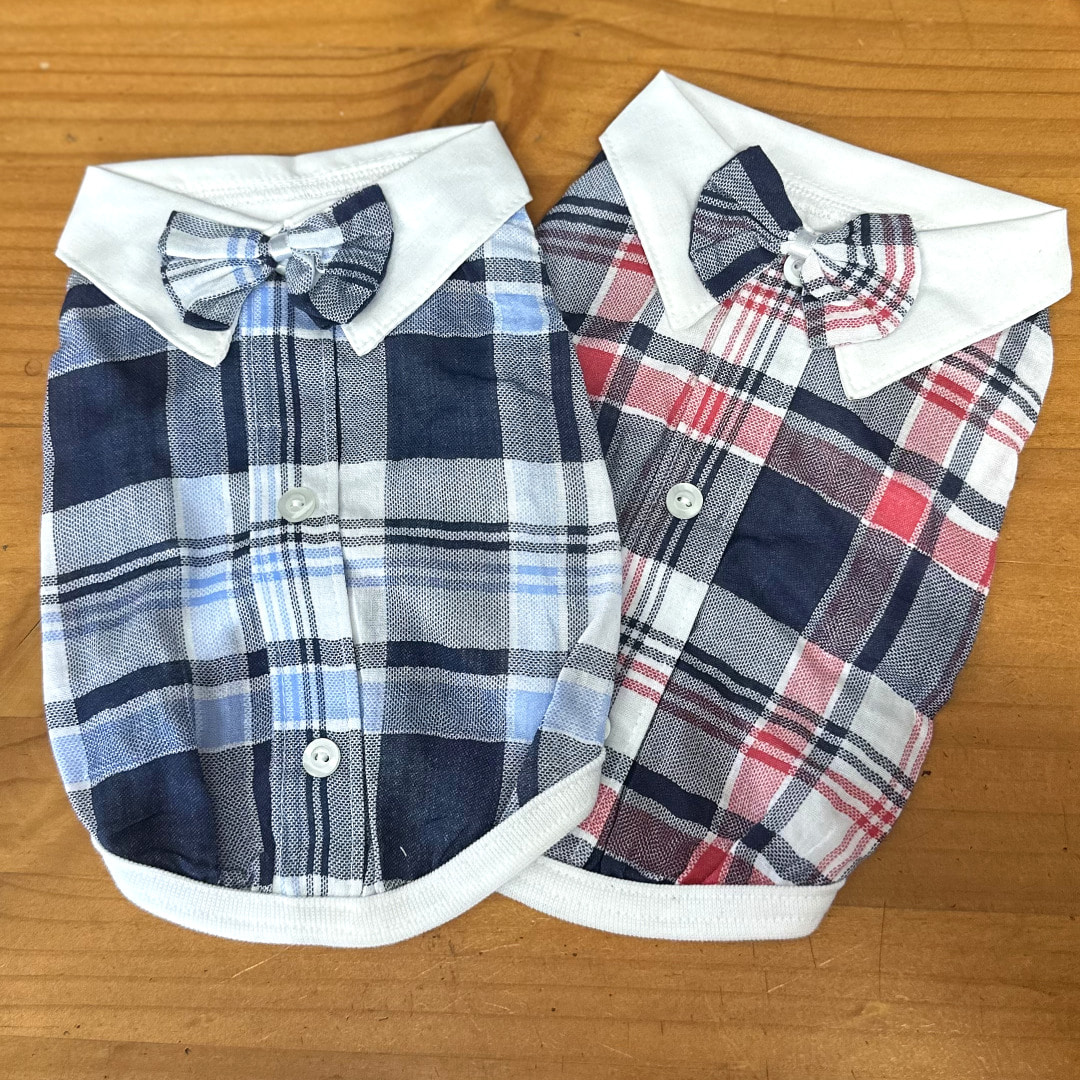 CANICHE Check Bow-Tie T-Shirt (2 Colors) detail 1
