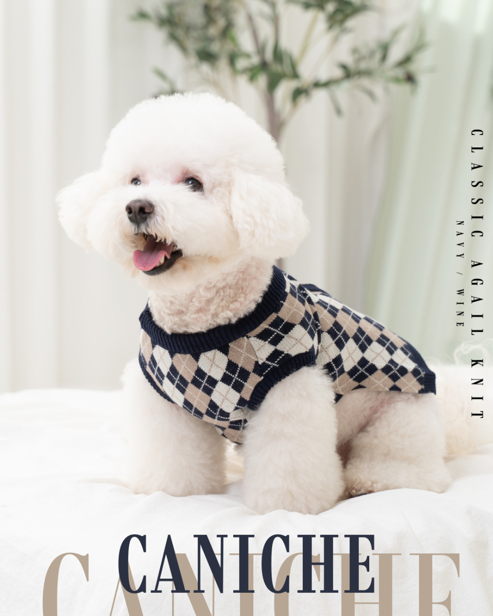 CANICHE Classic Argyle Cardigan Knit detail 1