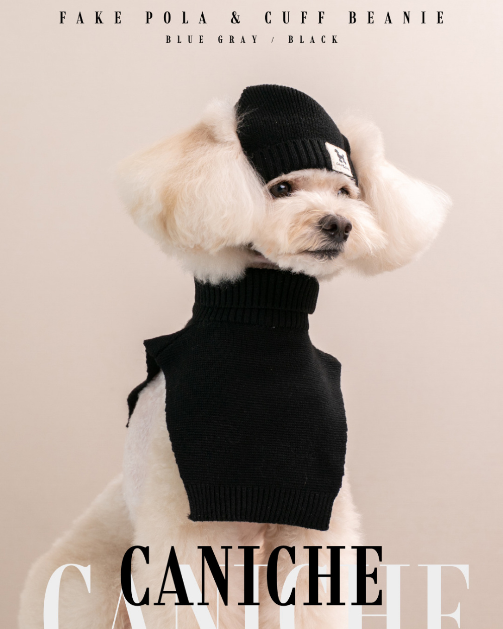 CANICHE Cuffed Knit Beanie & Faux Fur Collar detail 1