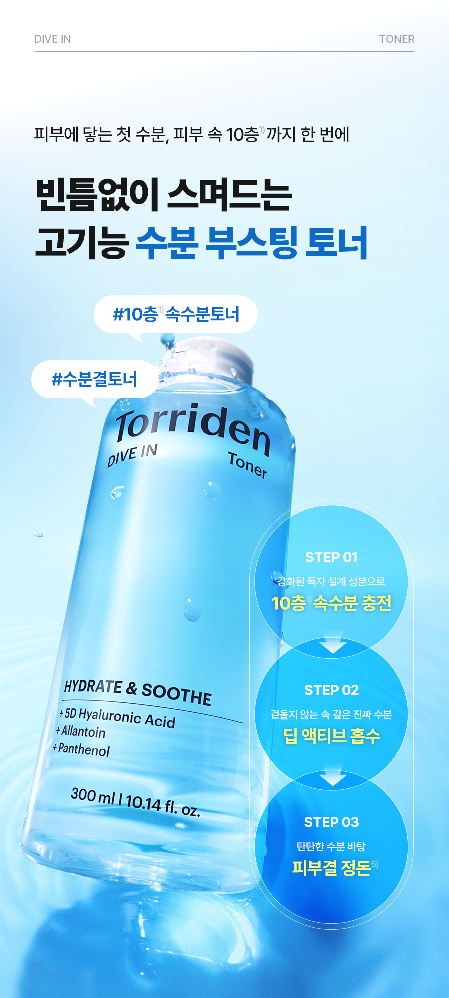 Torriden Dive-In Low Molecular Hyaluronic Acid Toner 300ml Set (+100ml) detail 5
